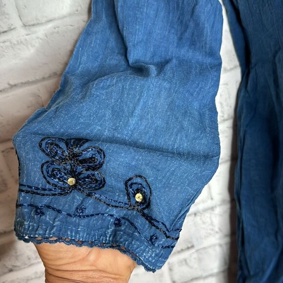 NWT Riviera Sun embroidered sequins Denim Sun Dress Size Medium - Picture 4 of 7